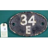 Locomotive shedplate 34E Neasden 1950-1958, with sub sheds Aylesbury and Chesham, then New England