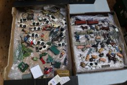 A quantity of lead Farm by Britains, Johillco, etc. Including; 16+ figures of farm workers, etc. Hay