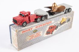 A Dinky Supertoys Mighty Antar Low Loader with Propeller load (986). Red tractor unit with grey
