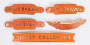 5x British Railways (North Eastern Region) fishtail and totem style cap badges, by Gaunt, Pinches,