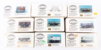 9x O gauge Parkside Dundas freight wagons. Including; GWR container wagon, 2x open wagons, 3x