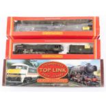 3x Hornby Railways OO gauge BR locomotives. A King Class 4-6-0 loco, King George V 6000, in lined