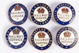 6x WWI Railway Service badges. Including; Midland Railway, Lancashire & Yorkshire Railway, Glasgow &