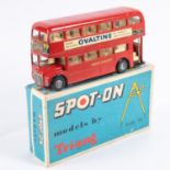 Spot-On Routemaster Double Deck Bus No145. In red London Transport livery, with OVALTINE adverts,