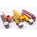 6 1:50 scale Corgi commercial vehicles. Scania 164 tractor unit with a 3 axle curtainside trailer,