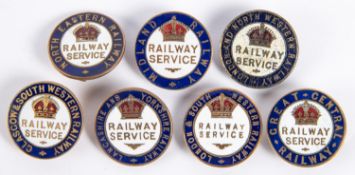 7x WWI Railway Service badges. Including; Midland Railway, Lancashire & Yorkshire Railway, Glasgow &