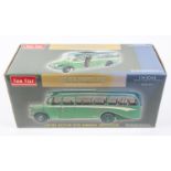 A Sun Star 1:24 scale Bedford OB Coach. In Southdown two-tone green livery. Registration No. JCD