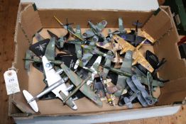 A quantity of magazine issue aircraft and large scale white metal soldiers. Including; Handley