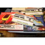 5x OO gauge railway modern outline items by Hornby and Bachmann. Including; a Virgin Voyager 3-car
