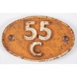 Locomotive shedplate 55C, Farnley Junction 1956-1966. Cast iron plate in good, believed to be