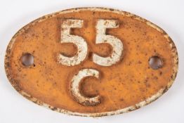 Locomotive shedplate 55C, Farnley Junction 1956-1966. Cast iron plate in good, believed to be