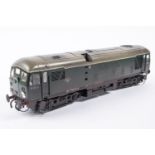 An O gauge BR Class 24 Bo-Bo diesel locomotive, D5018, in two-tone grey livery. With brass body. For