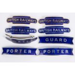 8x British Railways Eastern Region totem and fishtail style cap badges by Pinches, Gaunt, etc. 3x