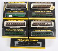 8 Graham Farrish N gauge. A BR class 5MT 4-6-0 tender locomotive, RN 45110. Plus 7 bogie passenger