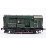 An O gauge BR Class 08 0-6-0 diesel locomotive, D3721, in dark green livery by Bachmann Brassworks/