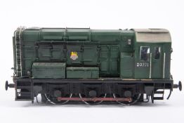 An O gauge BR Class 08 0-6-0 diesel locomotive, D3721, in dark green livery by Bachmann Brassworks/
