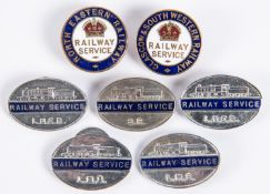 7x Railway Service badges. Including 2x WWI examples; North Eastern Railway and Glasgow & South