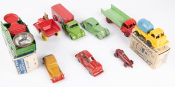 Quantity of British manufacturers, Benbros Guy open back lorry, with red chassis and green open back