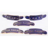 5x British Railways (Eastern Region) totem style cap badges, all by Gaunt. 3x British Railways,