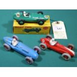 3 Dinky Toys. Vanwall Racing Car (329). In British Racing Green with green wheels and white driver