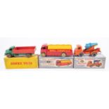 3x Dinky Toys/Supertoys. A Comet Wagon with hinged tailboard (418) in green and red. Lorry Mounted