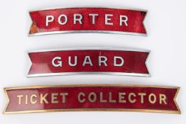 3x British Railways (Midland Region) fishtail style cap badges, all unmarked. Porter, Guard and