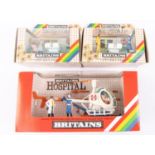 3x Britains Hospital sets. 1980s plastic sets including a scarce Hospital Helicopter (7861). Nurse