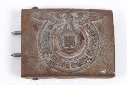 A Third Reich SS man's belt buckle, steel with alloy wash. GC £60-70