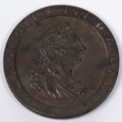 George III AE "Cartwheel" penny 1797, GEF, with traces of original colour to the inner bases of