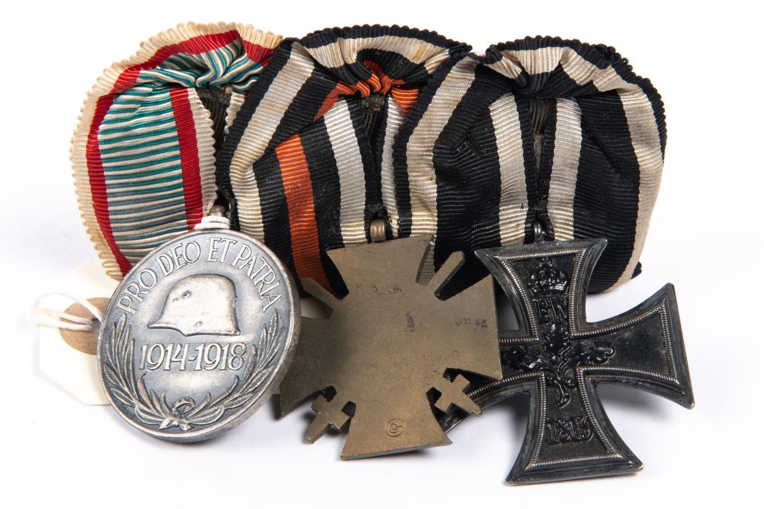 A WWI German medal trio: 1914 Iron Cross 2nd class, 1914-1918 Honour Cross with swords, and - Image 2 of 2
