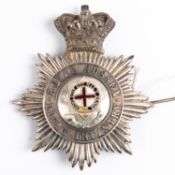 An officer's 1861 pattern shako badge of the Royal Sussex Light Infantry Militia, with enamelled
