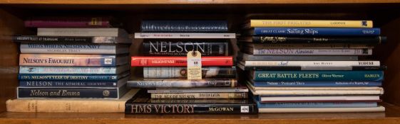 34 books, booklets and sale catalogues, relating to Nelson, sailing ships and the navy, mostly