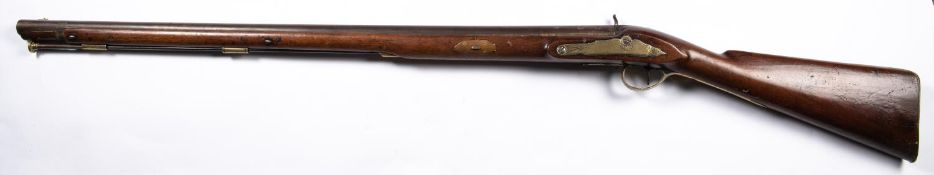 A late 18th century flintlock gun with breech drum conversion to percussion, signed "Pritchett", 49"