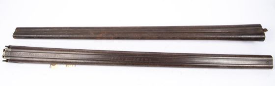 A pair of good quality 14 bore barrels from a DB sporting gun c 1840, 29½” of alternate damascus and