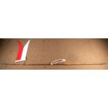 A bamboo cavalry lance, 103" (8'7") overall, with steel head and shoe and later leather grip,