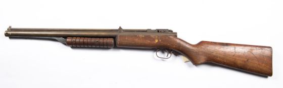 A .22" Benjamin Franklin Model 312 underlever pump up air rifle, number H212334, with brass barrel