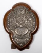Cape Colony National Rifle Association prize shield, as lot 151 , bearing hallmarks for Birmingham