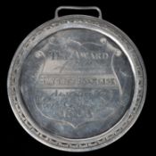 Loyal Islington Volunteers: a large silver medal, obverse Soldier with camp scene behing, pennant