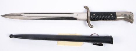 A German Fire Service parade sidearm, plated blade 10" stamped "Solingen", plated grey metal hilt