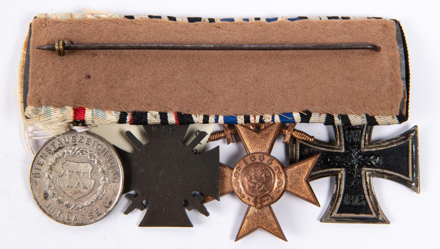 A group of four WWI German medals: 1914 Iron Cross 2nd class, Bavarian Military Merit Order with - Image 2 of 2