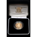 Elizabeth II AV proof Sovereign, 2002, with shield reverse. Brilliant Uncirculated, in Royal Mint