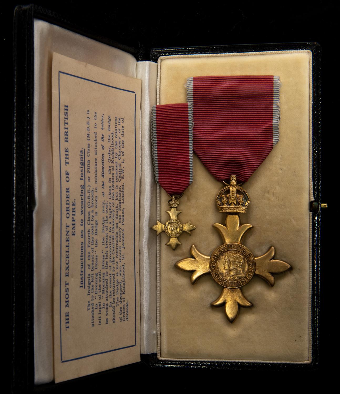 Family Group. OBE 2nd type Civil, with miniature in case of issue, GVF (this was awarded to Oscar