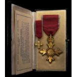 Family Group. OBE 2nd type Civil, with miniature in case of issue, GVF (this was awarded to Oscar