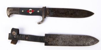 A Third Reich Hitler Youth dagger, blade etched with "Blut und Ehre", "RZM M7/38/40", in its