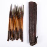 A set of 12 18th century Indian crossbow bolts, the iron heads having rectangular section bodkin