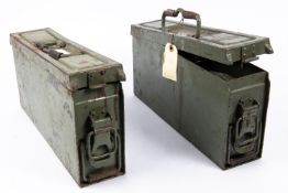 A post war German machine gun ammunition box, containing petroleum and oil canisters. VGC also a
