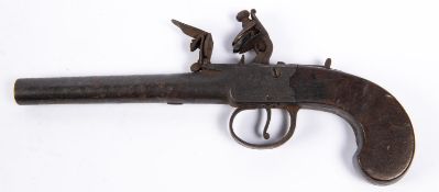 A 44 bore flintlock boxlock pocket pistol by W Brown of Lewes, 8½" overall, turn off barrel 3¾",