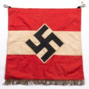 A Third Reich Hitler Youth trumpet banner, with applied device, 2 metal suspension clips, and fringe