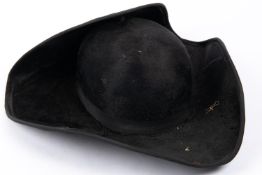 A 19th century tricorn hat, with silk edging to the brim and gold bullion lace stripe to one side