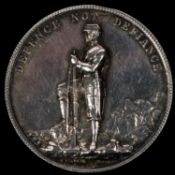 London Rifle Brigade struck silver medal, by W J Taylor, London, obverse: scroll bearing legend "